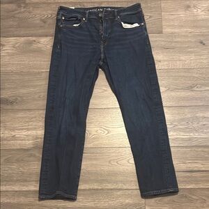 American Eagle Outfitters Blue Straight Jeans with Contrast Stitching